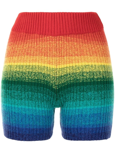 The Elder Statesman Morph Striped Ribbed-cashmere Cycling Shorts In Multicolor