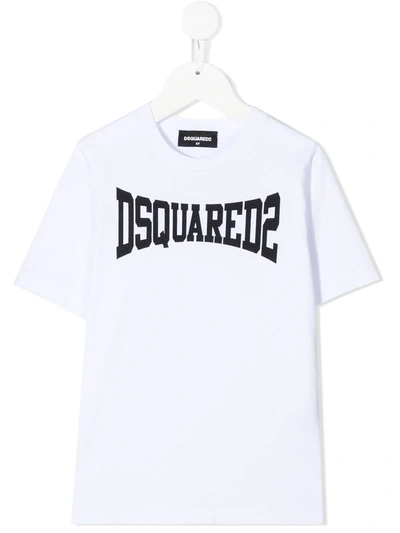 Dsquared2 Teen Logo-print Short-sleeve T-shirt In White