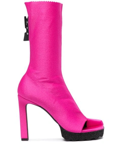 Off-white Sponge Open-toe High-heel Boots In Pink