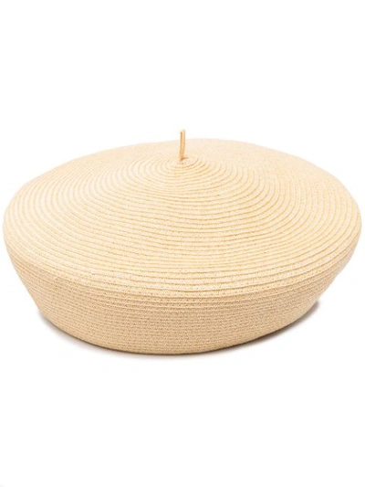 Emporio Armani Woven Beret Hat In Neutrals