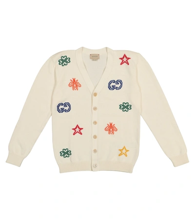 Gucci Kids' Baby Cotton Cardigan With Symbols In White