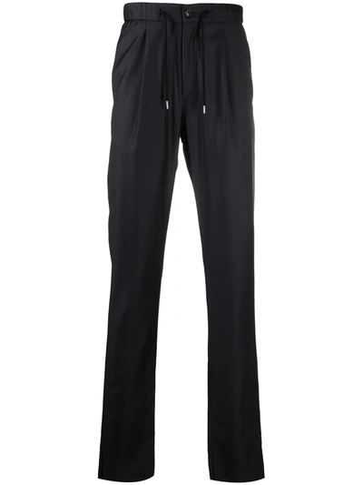 Giorgio Armani Fine Knit Drawstring Waist Trousers In Black