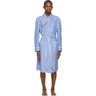 Paul Stuart Blue & White Awning Stripe Robe