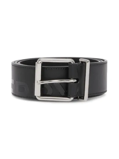 Burberry Horseferry Print Leather Belt In Black