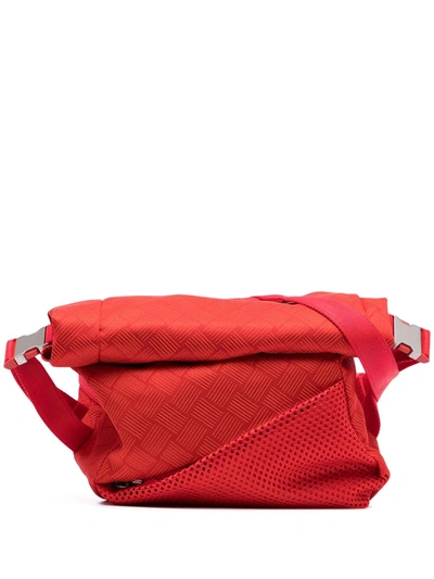 Bottega Veneta Mesh Folding Top Belt Bag In Red