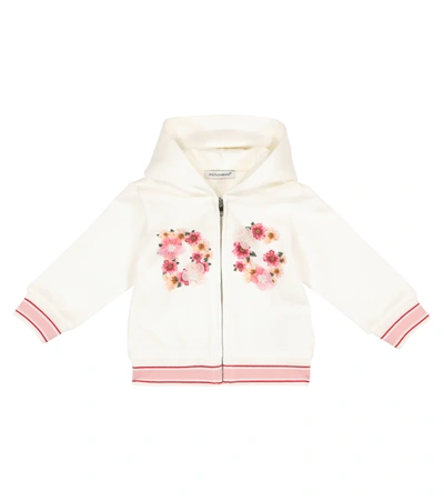 Dolce & Gabbana Baby Floral Appliqué Cotton Trackpants In Multicolor