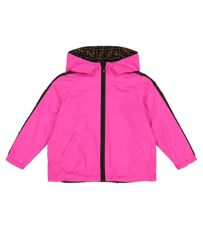 Fendi Kids' Reversible Double-f Hooded Jacket In Pink