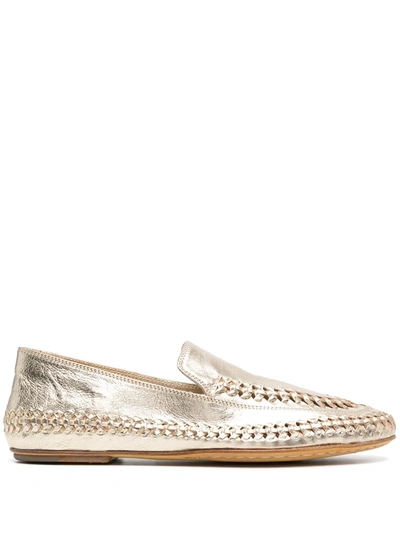 Officine Creative Metallic-effect Loafers In Gold