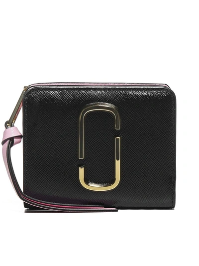 Marc Jacobs Leather Mini Compact Wallet In New Black Multi