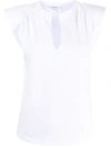 Frame Padded Shoulder V-neck T-shirt In White