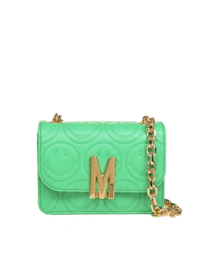 Moschino Smiley Shoulder Bag In Mint Green