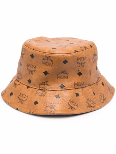 Mcm Visetos Monogram Bucket Hat In Brown