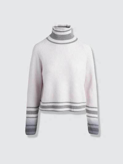 Naadam Dip Dye Striped Turtleneck Sweater In Frost Gray