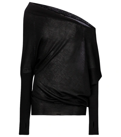 Tom Ford One-shoulder Cashmere And Silk-blend Jumper In Black