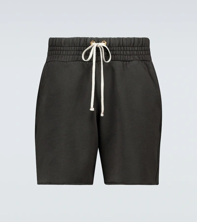 Les Tien Yacht Brushed-back Cotton Shorts In Black