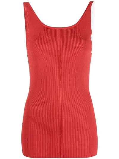 Peter Do Maggie Two-tone Ribbed-knit Tank In Red