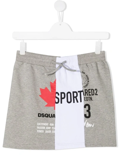 Dsquared2 Teen Logo-print Drawstring Skirt In Grey