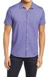 Zachary Prell Crause Regular Fit Knit Short Sleeve Button-up Shirt In Grape
