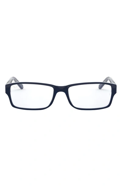 Ray Ban 52mm Rectangular Optical Glasses In Grey/ Blue