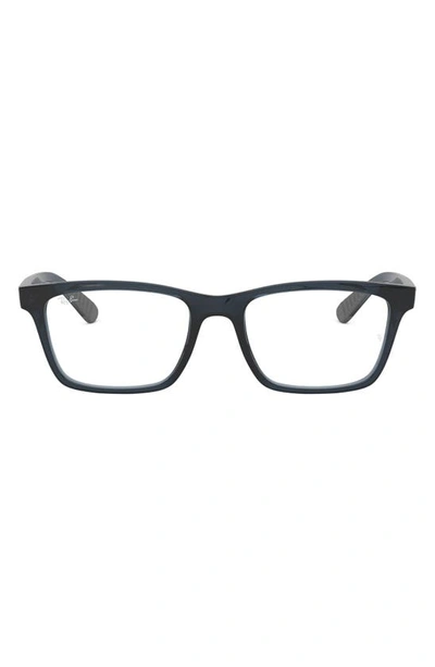 Ray Ban 55mm Square Optical Glasses In Transparent Grey/ Blue