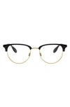 Ray Ban 53mm Square Optical Glasses In Black/ Gold
