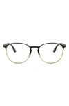 Ray Ban 51mm Optical Glasses In Gold/ Black