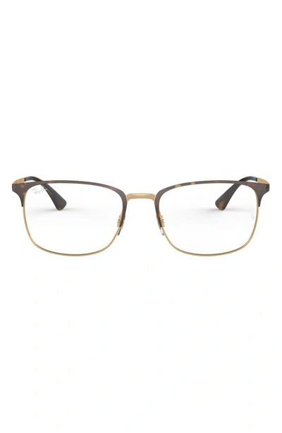 Ray Ban 52mm Optical Glasses In Pink Gold/ Havana
