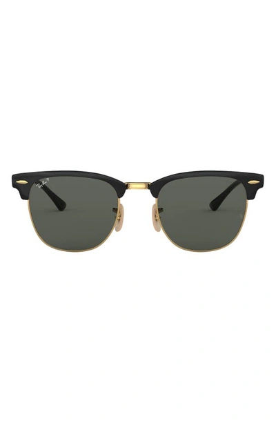 Ray Ban 51mm Polarized Square Sunglasses In Gold/ Black/ Green