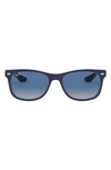 Ray Ban Junior 48mm Wayfarer Sunglasses In Matte Blue/ Grey Blue Gradient