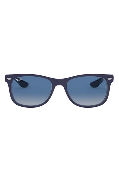 Ray Ban Junior 48mm Wayfarer Sunglasses In Matte Blue/ Grey Blue Gradient