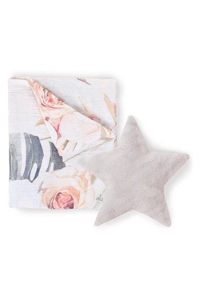 Oilo Swaddle Blanket & Silver Star Dream Pillow Set In Vintage Bloom