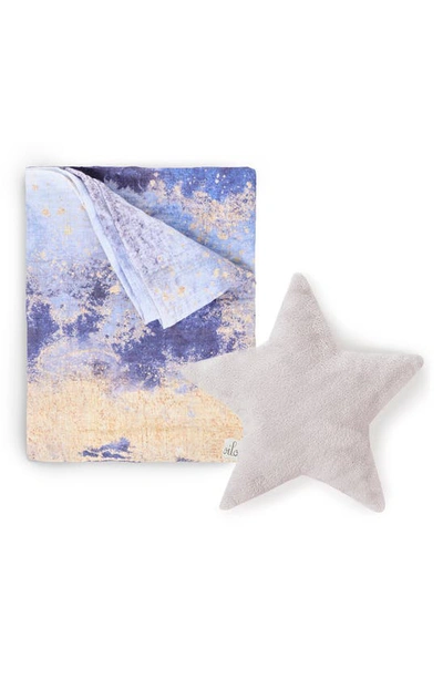 Oilo Swaddle Blanket & Silver Star Dream Pillow Set In Midnight Sky