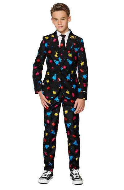 Opposuits Kids' Video Game Arcade Two-piece Suit With Tie In Black Multi