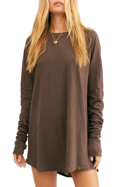 Free People Arden Extra Long Cotton Top In Lite Bark