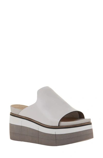 Naked Feet Flow Wedge Slide Sandal In Mist Leather