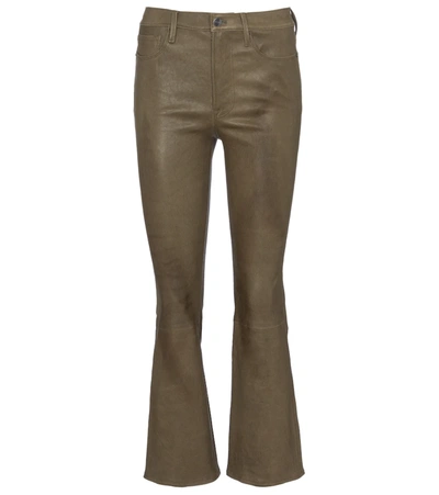 Frame Le Crop Mini Boot Leather Jeans In Military