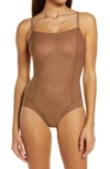 Item M6 All Mesh Shape Bodysuit In Milk Chocolate