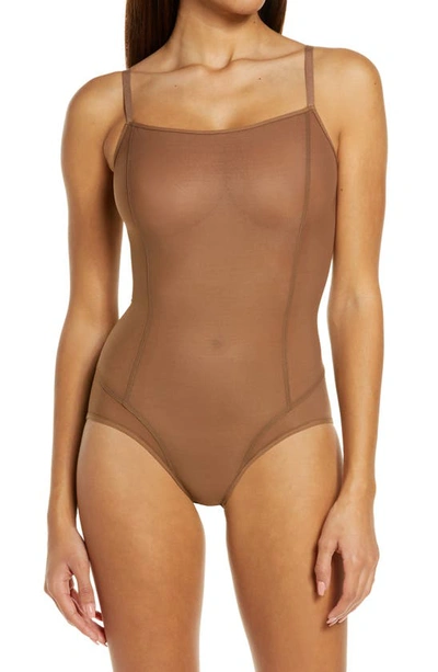 Item M6 All Mesh Shape Bodysuit In Milk Chocolate