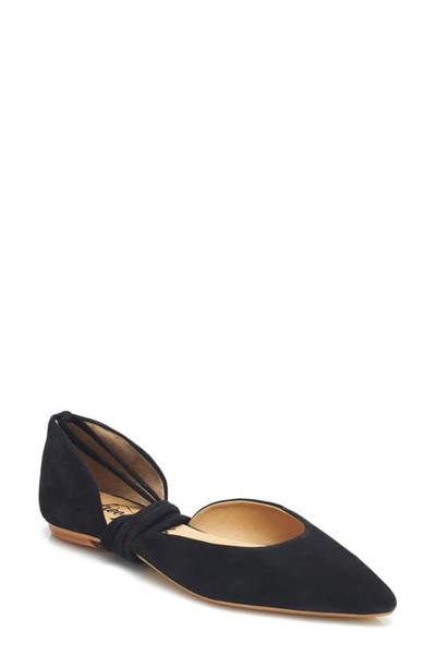 Free People Noelle Ankle Wrap Flat In Black Suede