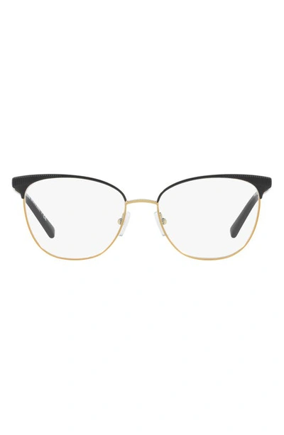 Michael Kors 54mm Square Optical Glasses In Matte Black/ Pale Gold