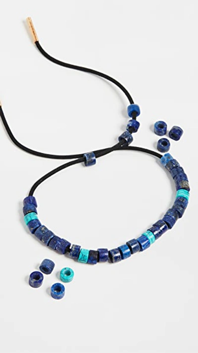 Adina Reyter Turquoise & Lapis Leather Bracelet Set In Turquoise/lapis