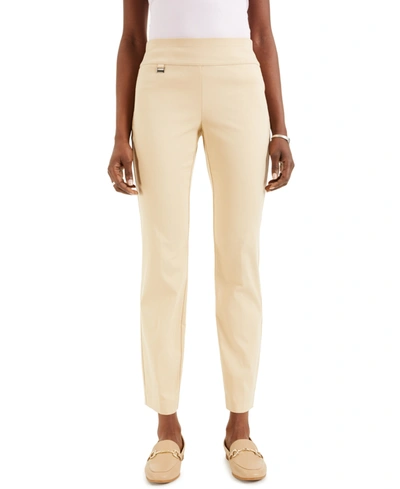 Alfani Women's Tummy-control Pull-on Skinny Pants, Regular, Short And Long Lengths, Created For Macy's In Cream Beige