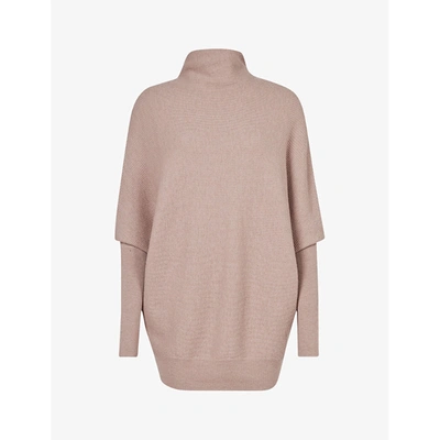 Allsaints Womens Pashmina Pink Ridley Wool And Cashmere-blend Jumper S