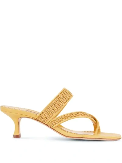 Manolo Blahnik Susa Leather Sandals In Yellow