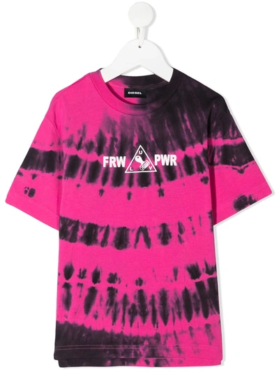 Diesel Teen Tie-dye Print T-shirt In Pink
