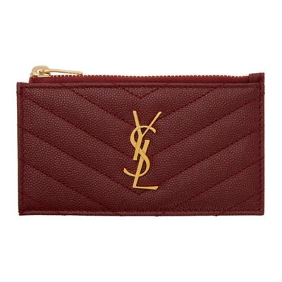 Saint Laurent Red Fragment Card Holder In 6008 Opyred