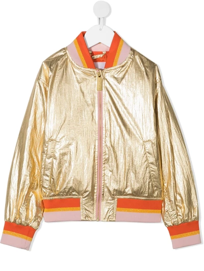 Molo Kids' Gold Tenn Jacket With Orange Details
