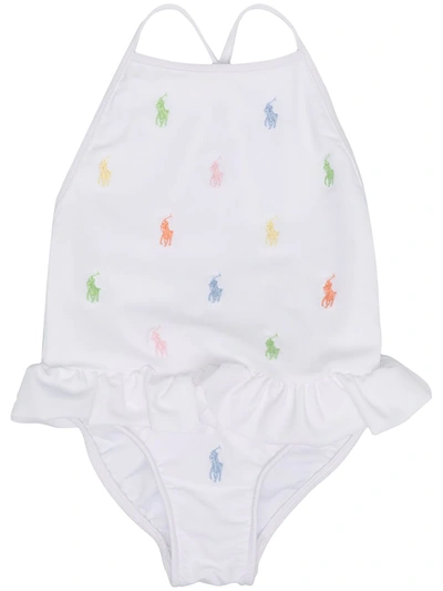 Ralph Lauren Babies' White One-piece Swimsuit With All-over Pony