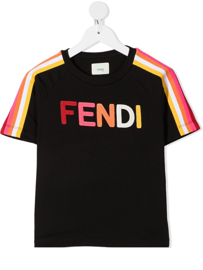 Fendi Kids' Black T-shirt For Girl With Logo