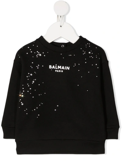 Balmain Black Sweatshirt For Babygirl With Logo